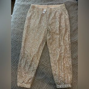 Loft Sequin Joggers L NWT